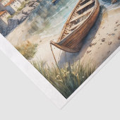 Pastel von 2 Ruderbooten am Ufer in Küstensicht Seidenpapier (Ausschnitt)