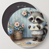 Pastel-Waschbären-Briefgarten Button (Vorne & Hinten)