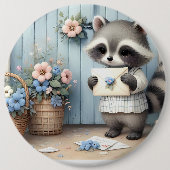 Pastel-Waschbären-Briefgarten Button (Vorderseite)