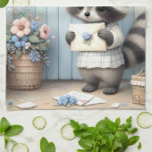 Pastel-Waschbären-Briefgarten Geschirrtuch (Gefaltet)