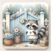 Pastel-Waschbären-Briefgarten Getränkeuntersetzer (Vorderseite)
