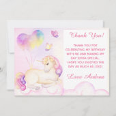 Pastel Wasserfarbe Einhorn und Balloons Dankeskarte (Vorderseite)