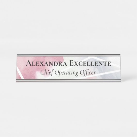 Pastel Wasserfarbe Geometrische moderne, benutzerd Schreibtischnamensplakette (Vorderseite )