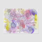 Pastel Wasserfarbe und Tinte Blumendoodle Linie Ar Seidenpapier (Vorderseite)
