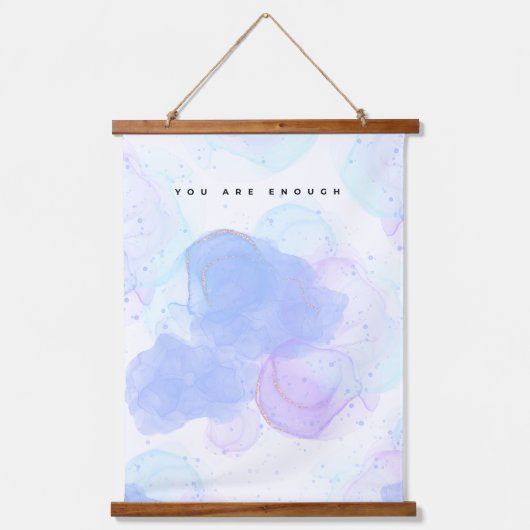 Pastel Wasserfarbe "You Are Enough" Inspiration Wandteppich Mit Holzrahmen (Vorderseite)