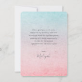 Pastel Wasserfarbe Zurück Foto Aqua Dankeskarte (Rückseite)
