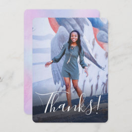 Pastel Wasserfarbe Zurück Volles Foto Lila Dankeskarte