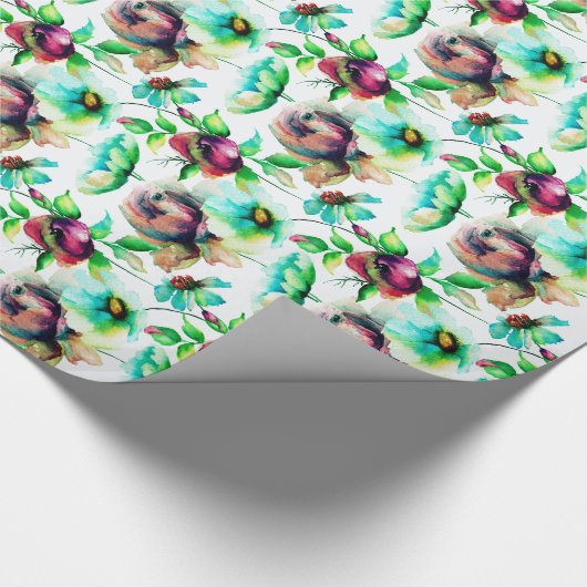 Pastel Wasserfarben Abstrakte Blume Geschenkpapier (Ecke)