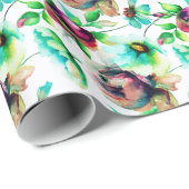 Pastel Wasserfarben Abstrakte Blume Geschenkpapier (Rolleneckpunkt)