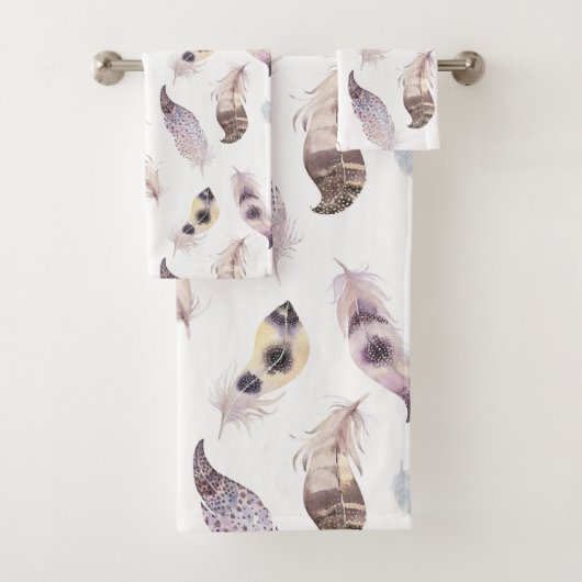 Pastel Wasserfarben Stammfedern Muster Badhandtuch Set (Insitu)