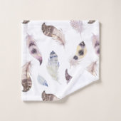 Pastel Wasserfarben Stammfedern Muster Badhandtuch Set (Waschlappen)