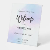 Pastel Wasserfarben Willkommen bei unserer Hochzei Sockelschild (Vorderseite)