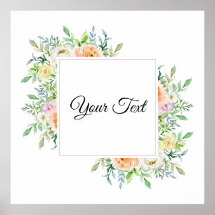 Pastel Wasserfarbenfloral mit benutzerdefinierten Poster