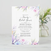 Pastel Wasserfarbenflorlaufwerk durch Dusche Einladung (Stehend Vorderseite)