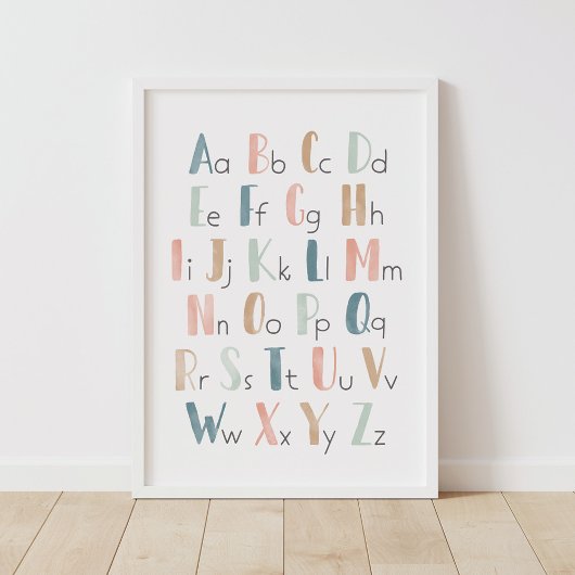 Pastel Watercolor Alphabet ABC Klassenzimmer Dekor Poster