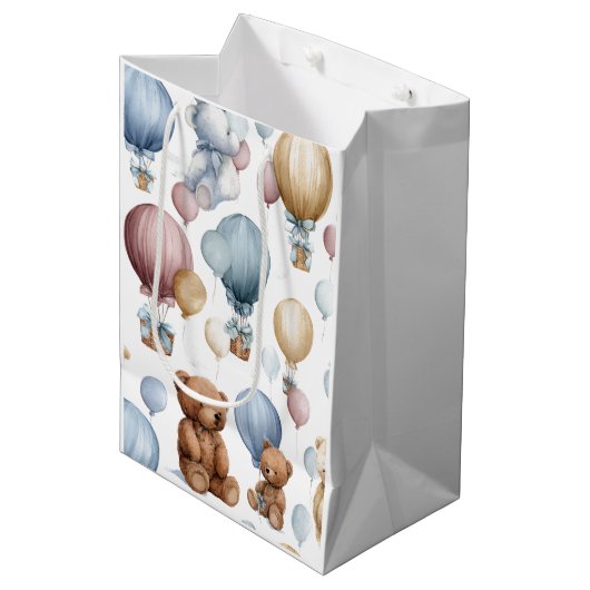 Pastel Watercolor Baby Shower & Birthday Gift Bag Mittlere Geschenktüte (Vorderseite Schrägansicht)