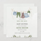 Pastel Watercolor Babydusche Save the Date (Vorne/Hinten)