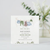 Pastel Watercolor Babydusche Save the Date (Stehend Vorderseite)
