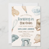 Pastel Watercolor Baking Baby Boy Dusche Einladung (Vorderseite)