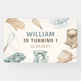 Pastel Watercolor Baking Boy Geburtstag Banner