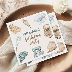Pastel Watercolor Baking Boy Geburtstag Serviette