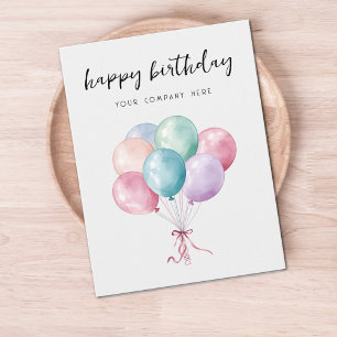 Pastel Watercolor Balloons Business Happy Birthday Postkarte