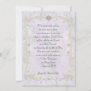 Pastel Watercolor Bat Mitzvah Einladung