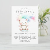 Pastel Watercolor Bear Babydusche Einladung (Stehend Vorderseite)