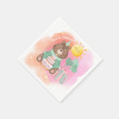 Pastel Watercolor Bear Birthday Napkin Serviette (Ecke)