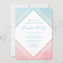 Pastel Watercolor Birthday Slumber Party Aqua