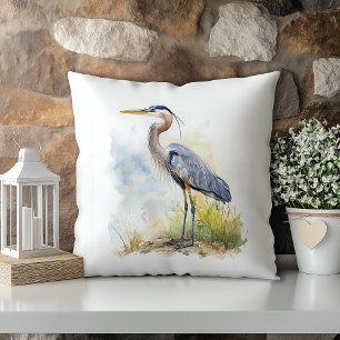 Pastel Watercolor Blue Heron Louisiana Staat Kissen