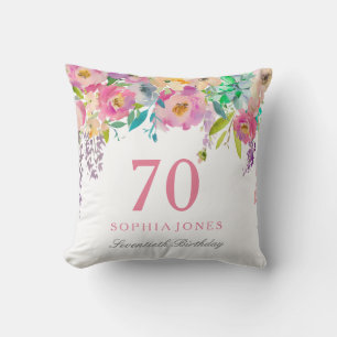 Pastel Watercolor Blume 70. Geburtstagsparty Gesch Kissen