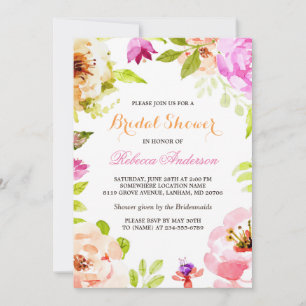 Pastel Watercolor Blume Botanisches Brautparty Einladung