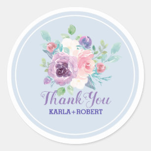 Pastel Watercolor Blume Bouquet Runder Aufkleber