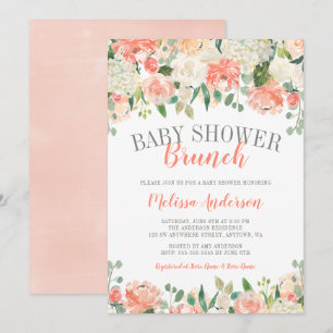 Pastel Watercolor Blume Brunch Kinderdusche einlad Einladung
