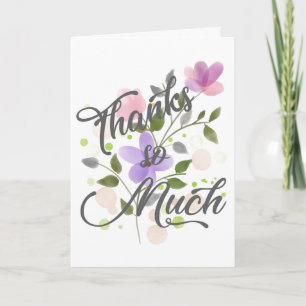 Pastel Watercolor Blume Dank so viel Karte