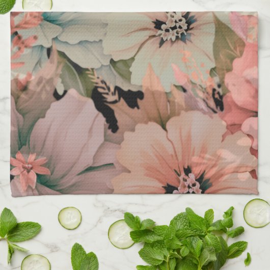 Pastel Watercolor-Blume Geschirrtuch (Gefaltet)