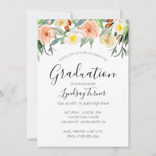 Pastel Watercolor Blume Graduation Party Einladung