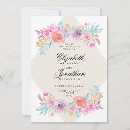 Pastel Watercolor Blume Hochzeit Einladung