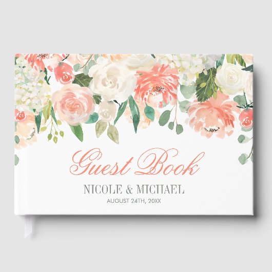 Pastel Watercolor Blume Hochzeit Gästebuch (Vorderseite)