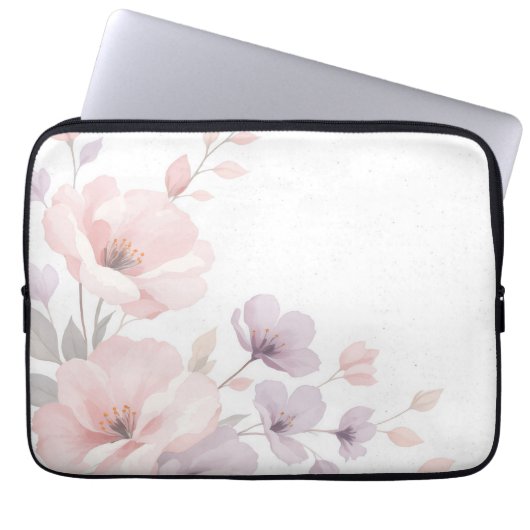 Pastel Watercolor-Blume Laptopschutzhülle (Vorderseite)