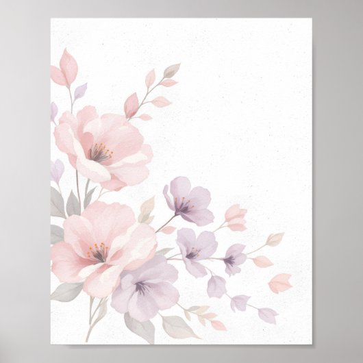 Pastel Watercolor-Blume Poster (Vorne)