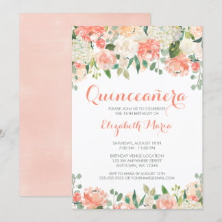 Pastel Watercolor Blume Quinceañera Einladung