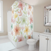 "Pastel Watercolor Blumenduschvorhang - Soft Sp. Duschvorhang (Beispiel)