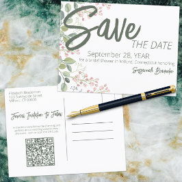 Pastel Watercolor Blumengestein Brautparty Angioli Ankündigungspostkarte