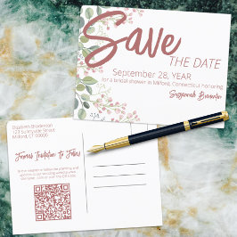 Pastel Watercolor Blumengestein Brautparty Ankündigungspostkarte