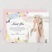 Pastel Watercolor Blumenrahmen erste Kommune Dankeskarte (Vorne/Hinten)
