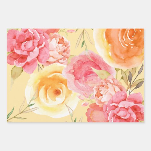 Pastel Watercolor Blumenspektrum Geschenkpapier Set (Vorderseite 3)