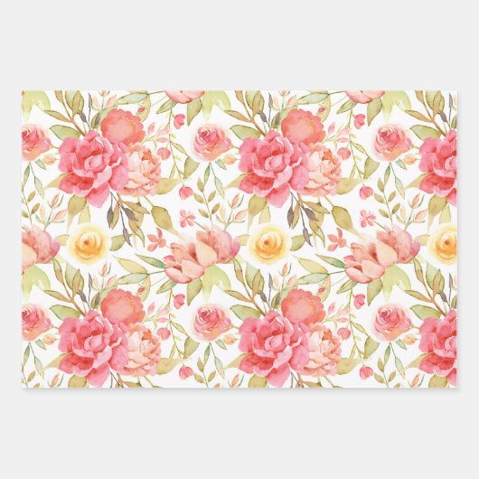 Pastel Watercolor Blumenspektrum Geschenkpapier Set (Vorderseite)