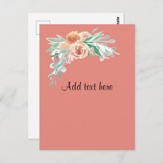 Pastel Watercolor Bouquet Template Postkarte (Vorne/Hinten)